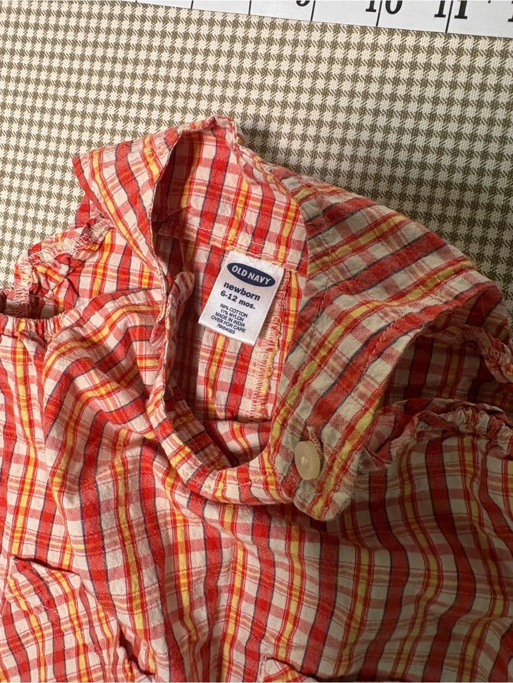 Vintage Old Navy Newborn 6–12 Months Plaid Bubble Romper